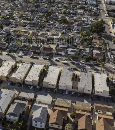 Arleta an aerial view of a neighborhood