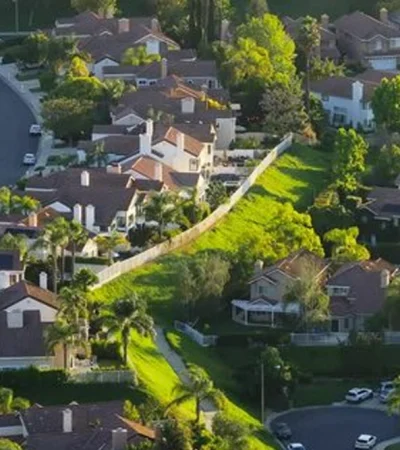 Calabasas a aerial view of a neighborhood