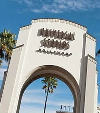 North Hollywood a large white archway with a sign