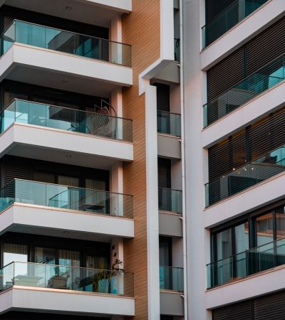 Modern luxury apartment building in Beverly Hills showcasing contemporary architecture and upscale residential design