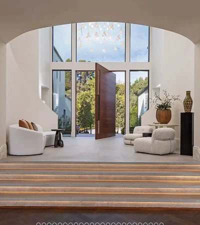 a staircase leading to a house