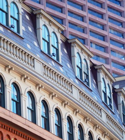 Exterior view of Boston Centennial Building, a historic luxury residential property in Boston.