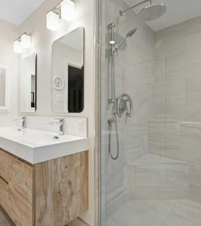 accessible homes for sale a bathroom with a glass shower