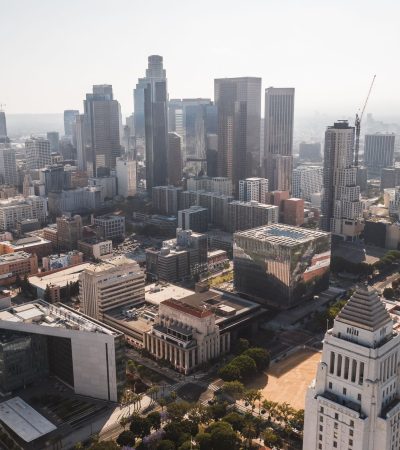 Luxury high-rise condominium tower in Downtown Los Angeles Bunker Hill neighborhood
