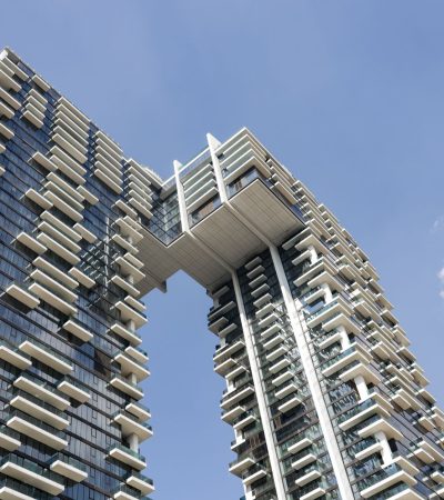 Luxury modern condominium building in Burbank, Los Angeles showcasing contemporary architecture and urban living