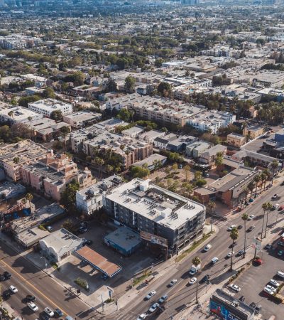 Elegant luxury residential building at Carriage Square in Los Angeles featuring sophisticated architecture and landscaping