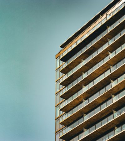Modern luxury condominium building in Century City, Los Angeles featuring contemporary architecture and premium amenities