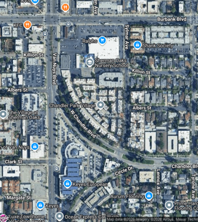 Upscale residential community in Chandler Park Village, Los Angeles featuring luxury homes and modern architecture