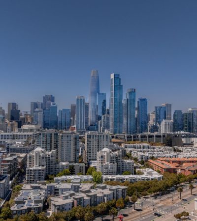 Modern luxury condominium building at Classics at Midtown Place in San Mateo, California