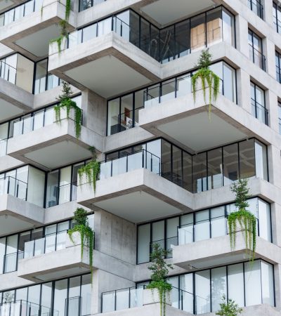 Modern luxury condominium building in Culver City, Los Angeles showcasing contemporary architecture and upscale residential d