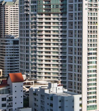 Modern luxury condominium building at Durant Towers in Los Angeles