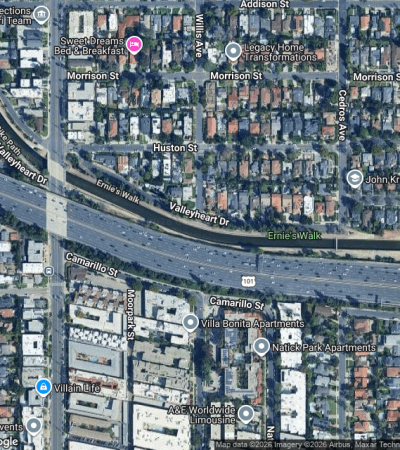 Luxury residential neighborhood in Ernie's Walk, Los Angeles featuring high-end homes