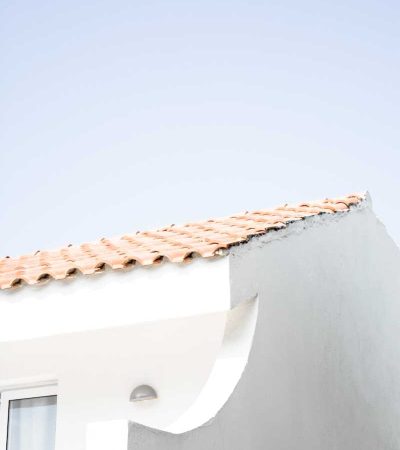 a cat sitting on the roof of a building