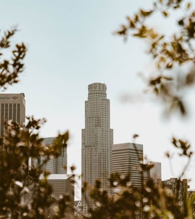 Modern office buildings in Los Angeles Financial District representing luxury commercial real estate