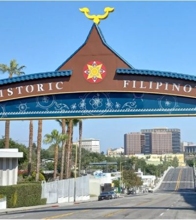 historic filipinotown a sign over a road