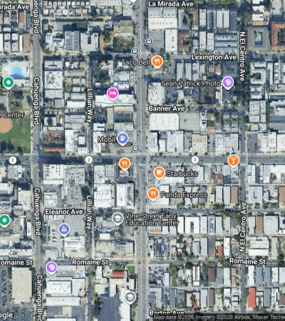 Luxury condo building in Hollywood, California showcasing modern architecture and upscale urban living