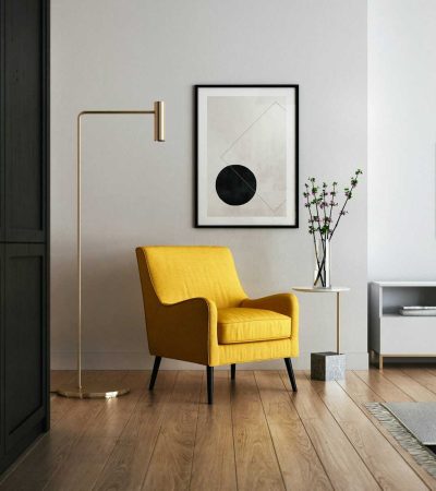 furnished homes for sale brown wooden framed yellow padded chair