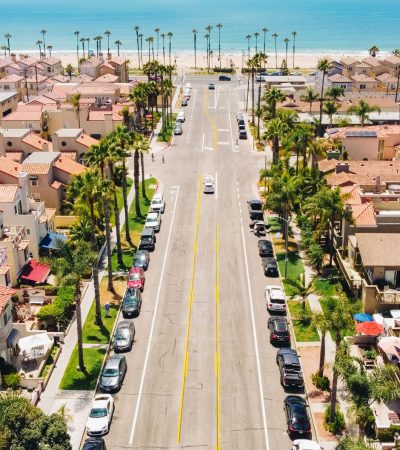 Upscale beachfront property in Huntington Beach, California showcasing modern luxury real estate architecture