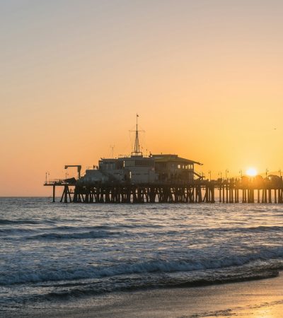 santa monica brown wooden boardwalk