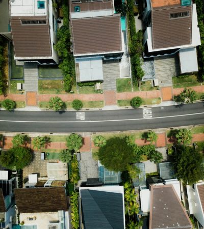 Mar Vista aerial photo of brown roof houses