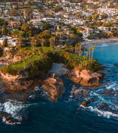 Aerial view of Knights Landing, California residential community showcasing luxury homes and waterfront properties
