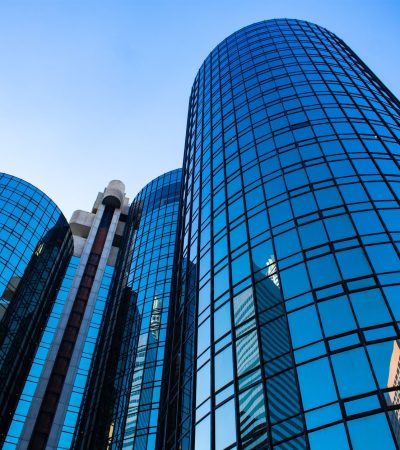 Modern luxury condominium building in Koreatown, Los Angeles featuring contemporary architecture and urban design.