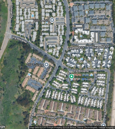 Upscale residential neighborhood in La Jolla Village, Los Angeles, featuring modern luxury homes