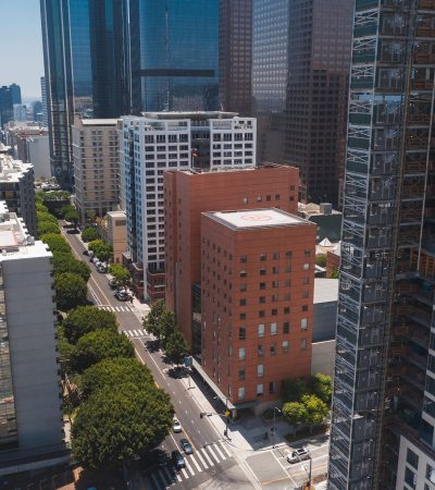 Modern luxury hotel residences in Los Angeles featuring contemporary architecture and upscale amenities