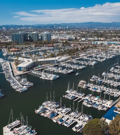Luxury Marina West waterfront properties with modern architecture and ocean views in Los Angeles