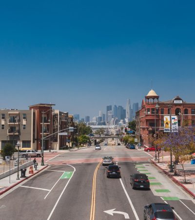 Modern luxury residential building in Midtown Los Angeles showcasing contemporary architecture and urban living
