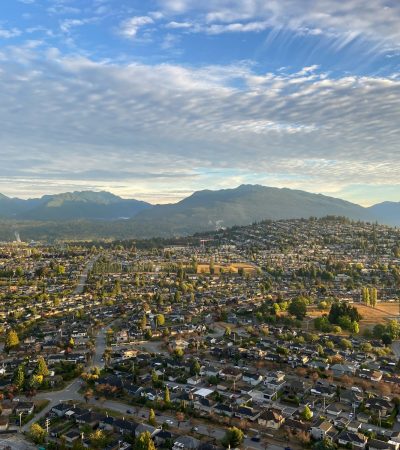 a city with many buildings and trees