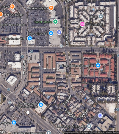Exterior view of Park Towers luxury high-rise residential building in Los Angeles