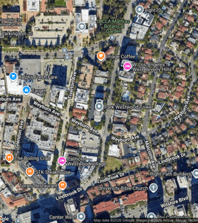 Modern luxury residential towers in Westwood, Los Angeles featuring contemporary architecture and premium amenities