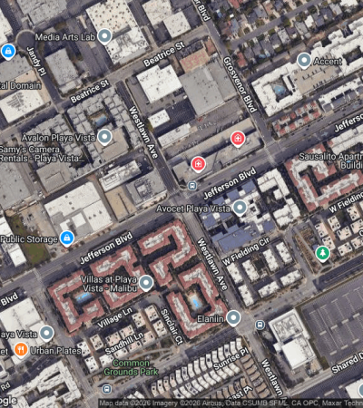 Modern luxury condominium building in Playa Vista, Los Angeles
