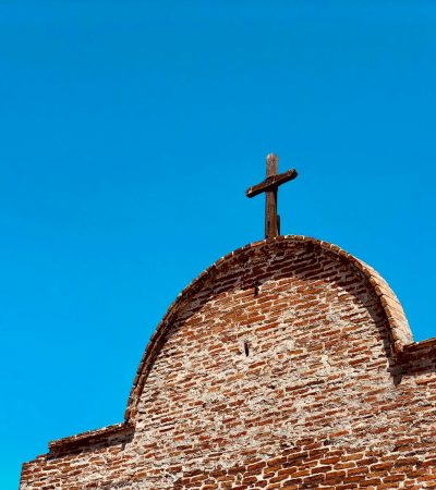 San Gabriel brown cross on chapel