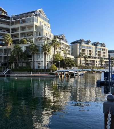 Modern luxury condominium building in Santa Monica with contemporary architecture and coastal views