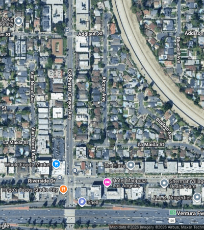 Upscale residential neighborhood in Sherman Village, Los Angeles featuring luxury homes and tree-lined streets