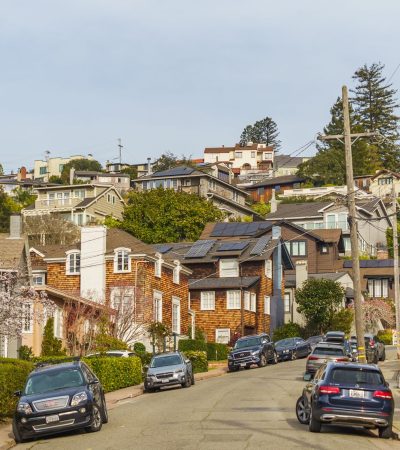 Luxury residential neighborhood in Sign Hill, South San Francisco with modern homes and tree-lined streets
