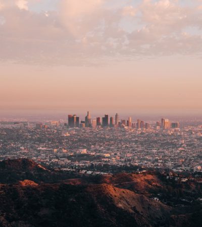 Stunning Los Angeles skyline view showcasing luxury residential properties and urban landscape