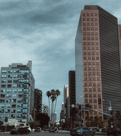 Westwood a couple of tall buildings sitting next to each other