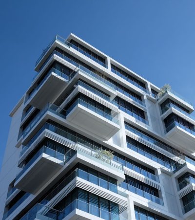 Luxury residential building at The Residences at Wheeler Plaza in San Carlos, California