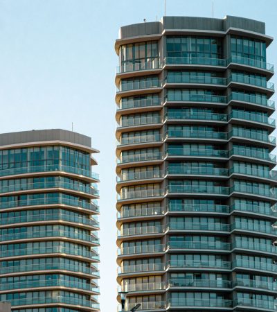 Luxury high-rise residential towers in San Mateo, California featuring modern architecture and premium amenities