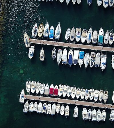 Marina Pointe top view photography of ship port