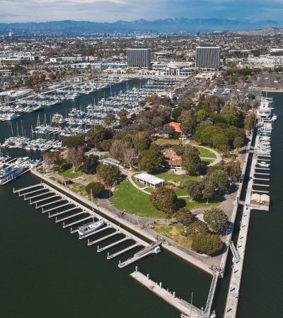 Luxury villa exterior in Marina Del Rey, Los Angeles showcasing modern architectural design and elegant waterfront living spa